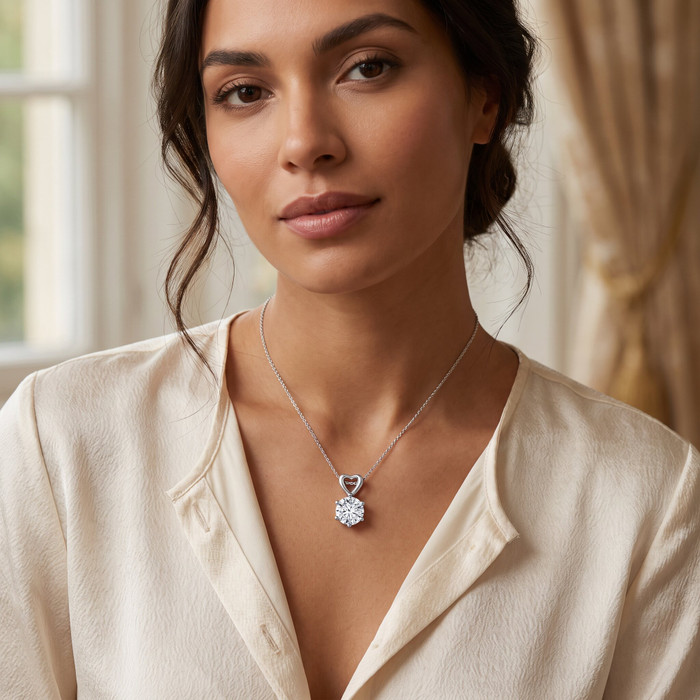 3/4Ct Lab Grown Diamond Solitaire Pendant 14k Gold 18" Necklace & Chain