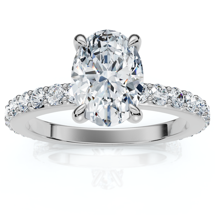 1 1/2Ct Oval Diamond Engagement Side Stone Ring Gold Lab Grown