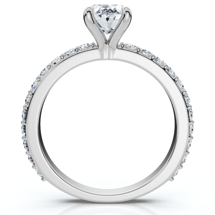1 1/2Ct Oval Diamond Engagement Side Stone Ring Gold Lab Grown