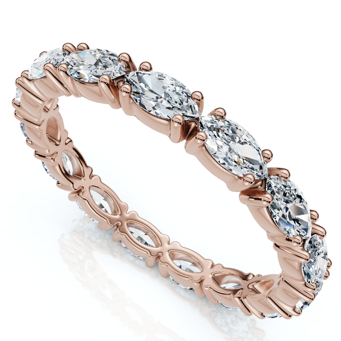 3/4Ct Marquise East To West Diamond Eternity Ring 14k Gold Lab Grown