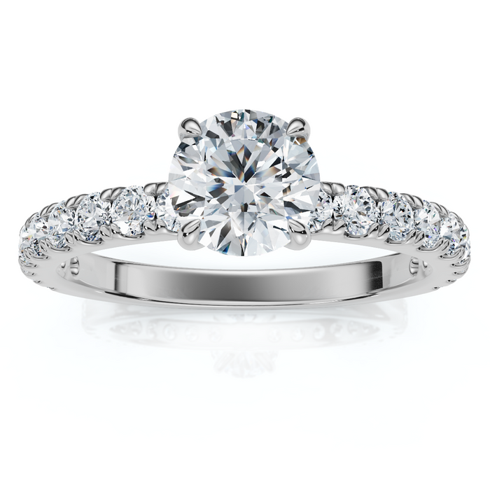 1Ct Pave Diamond Round Cut Engagement Ring Gold Lab Grown