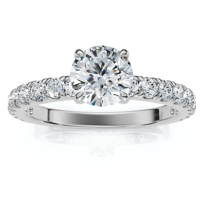 1Ct Pave Diamond Round Cut Engagement Ring Gold Lab Grown