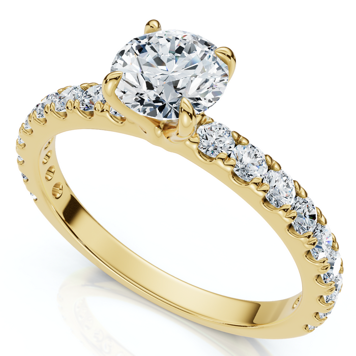 1Ct Pave Diamond Round Cut Engagement Ring Gold Lab Grown