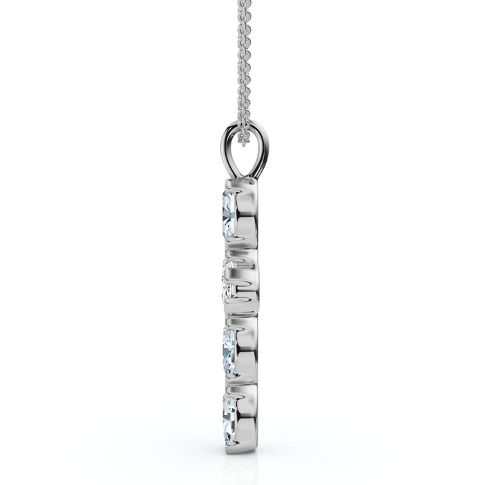 3/4Ct Oval Diamond Cross 14k Gold 18" Necklace 3/4" Tall