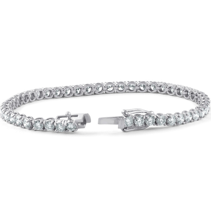 7 Carat Round Lab Grown Diamond Tennis Bracelet 18K White Gold 7"