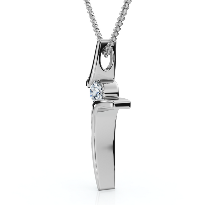 Diamond Cross Pendant Gold 18" Necklace 5/8" Tall Lab Grown