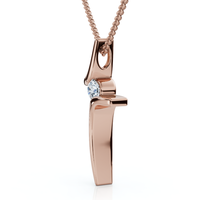 Diamond Cross Pendant Gold 18" Necklace 5/8" Tall Lab Grown