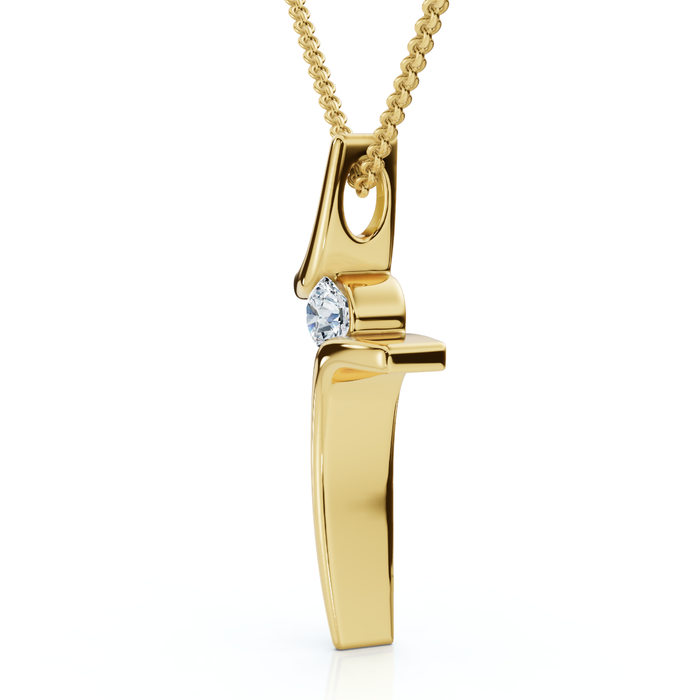 Diamond Cross Pendant Gold 18" Necklace 5/8" Tall Lab Grown