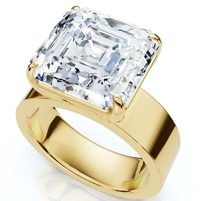 Certified 8Ct Asscher Cut Cigar Band Solitaire Diamond Engagement Ring Lab Grown