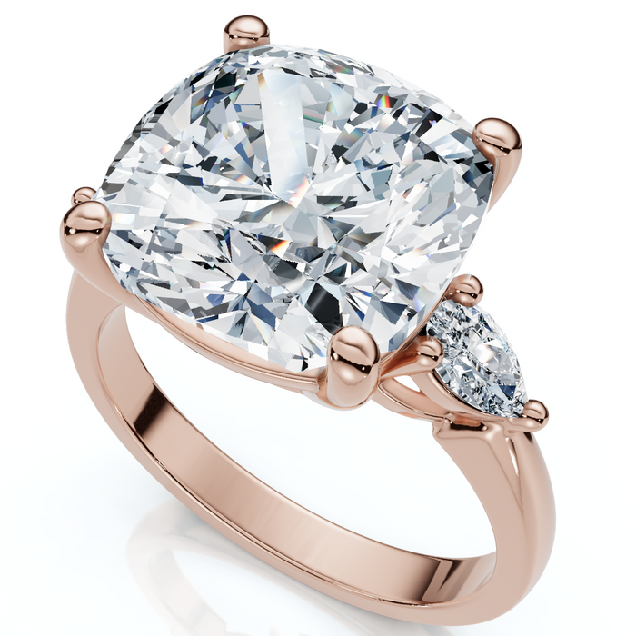 Certified 7 1/3Ct Sharon Square Cushion Diamond Engagement Ring Gold Lab Grown