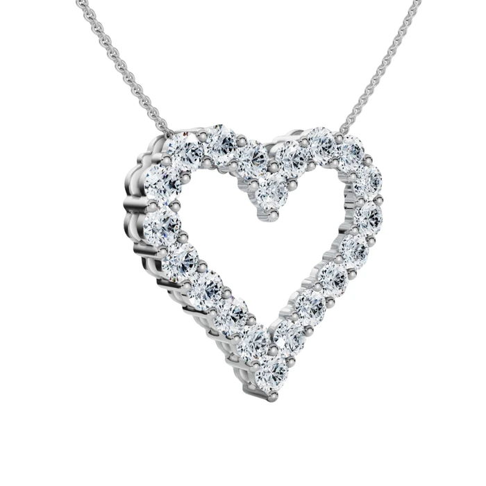 2Ct Diamond Heart Pendant 10k Gold Lab Grown 7/8" Tall Necklace