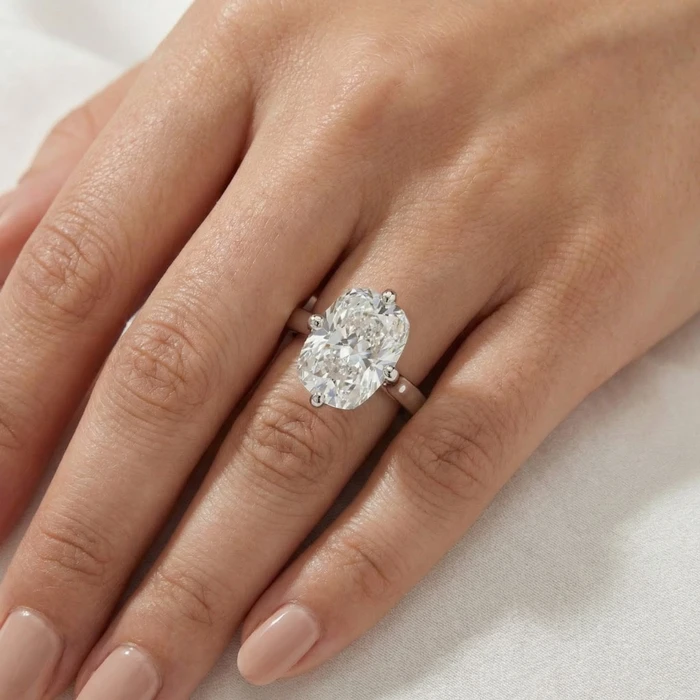 Certified 4Ct Elongated Cushion Diamond Cigar Band Engagement Ring Lab Grown