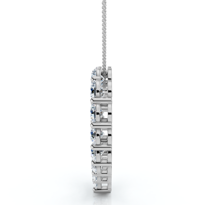 5Ct Diamond Heart Pendant 14k Gold Lab Grown 1 1/5" Tall 18" Necklace