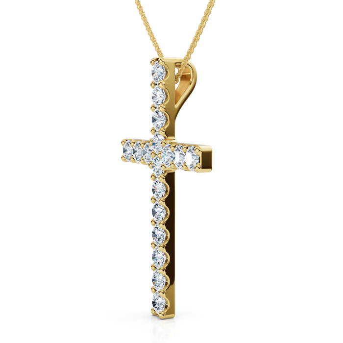 1Ct Diamond Cross Pendant 1 1/4" Tall Womens 14k Gold 18" Necklace Lab Grown