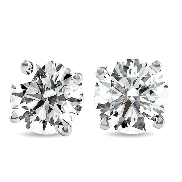 3 CT Round Lab Grown Diamond Screw Back Studs 14K White Gold
