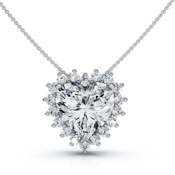 Certified 2 1/4Ct Heart Diamond Pendant 14k Gold 18" Necklace Lab Grown