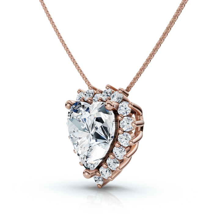 Certified 2 1/4Ct Heart Diamond Pendant 14k Gold 18" Necklace Lab Grown