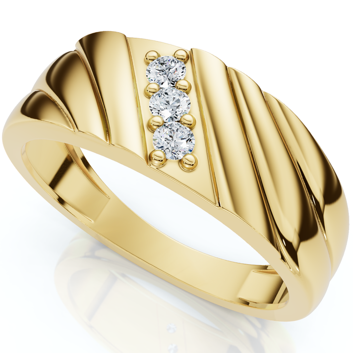 Men's Diamond Three Stone Polished Wedding Ring Gold Lab Grown