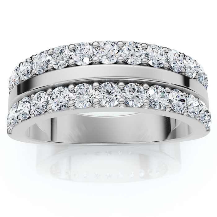 1Ct Diamond Wedding Double Row Anniversary Ring Gold Lab Grown