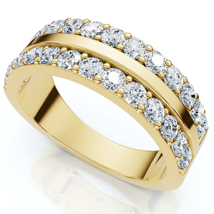 1Ct Diamond Wedding Double Row Anniversary Ring Gold Lab Grown