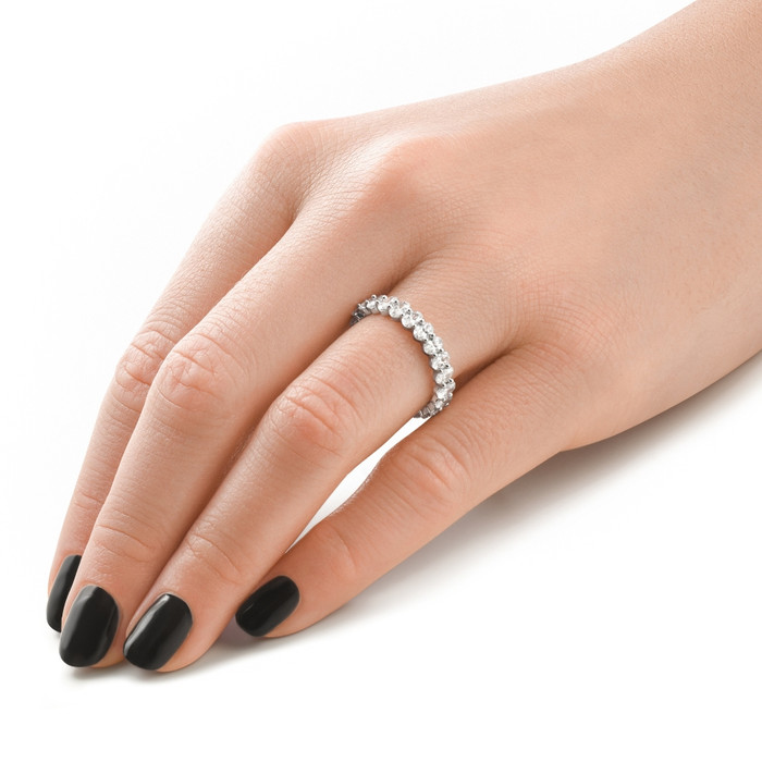 3Ct Oval Diamond Eternity Wedding Ring 14k Gold Lab Grown