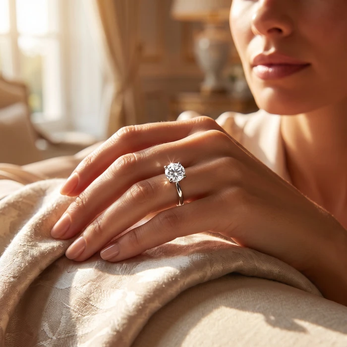 3/4Ct Solitaire Round Cut Lab Grown Diamond Engagement Ring 14k Gold
