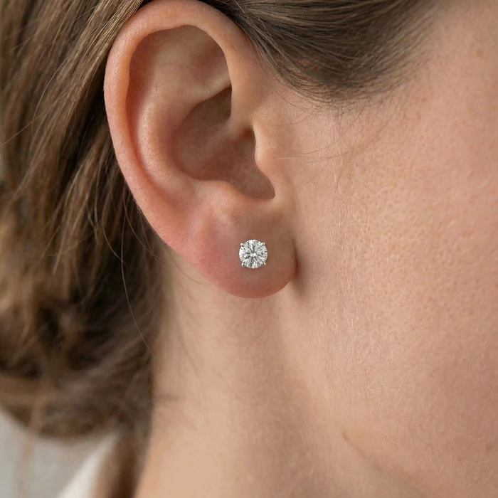 1 1/4 Ct Diamond Screw Back Studs 14k White Gold Lab Grown Eco Friendly