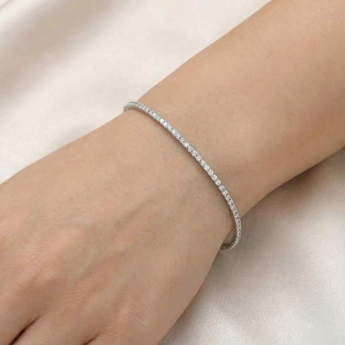 3 ct Diamond Tennis Bracelet 14k White Gold 7" Lab Grown