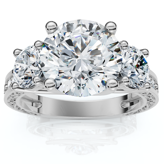 Certified 3.40Ct Round Cut Diamond Engagement Ring 14k Gold Lab Grown