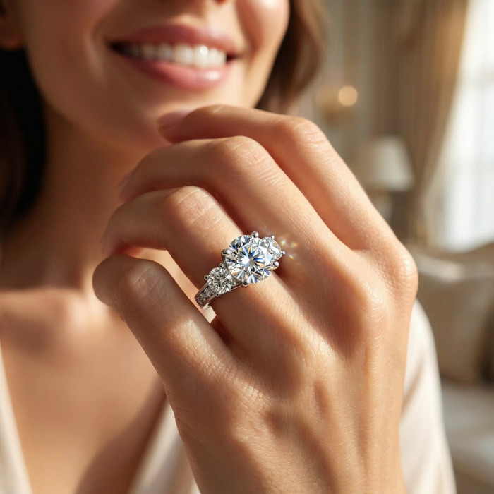 Certified 3.40Ct Round Cut Diamond Engagement Ring 14k Gold Lab Grown