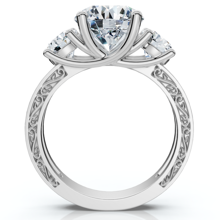 Certified 3.40Ct Round Cut Diamond Engagement Ring 14k Gold Lab Grown