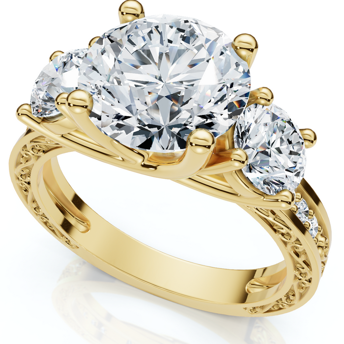 Certified 3.40Ct Round Cut Diamond Engagement Ring 14k Gold Lab Grown