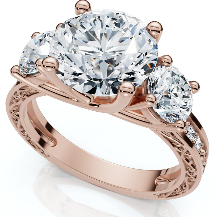 Certified 3.40Ct Round Cut Diamond Engagement Ring 14k Gold Lab Grown