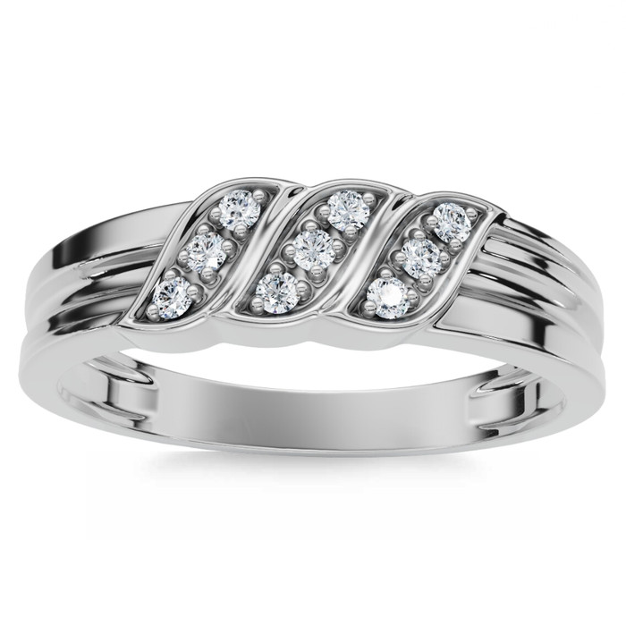 Men's Diamond Ring 14k Gold Wedding Ring 9-Stone Lab Grown