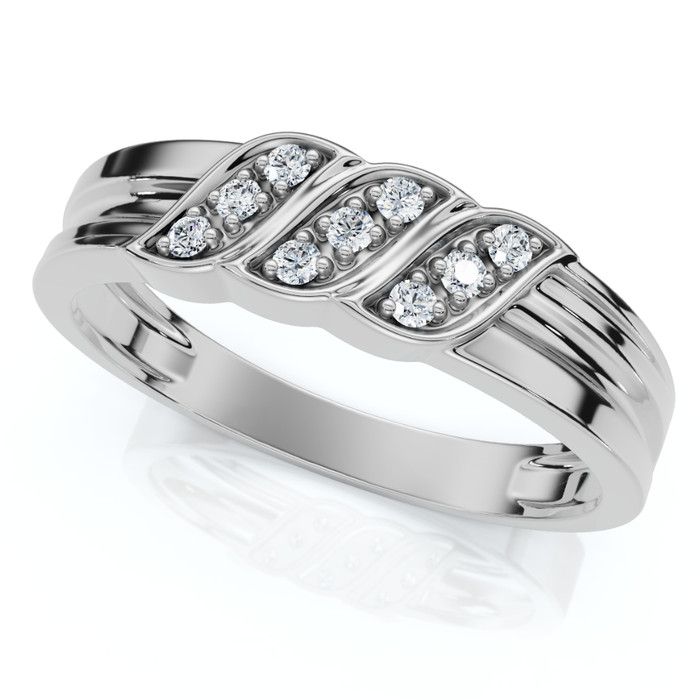 Men's Diamond Ring 14k Gold Wedding Ring 9-Stone Lab Grown