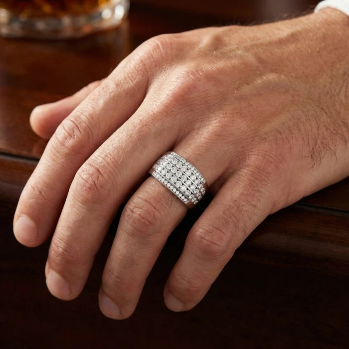2Ct Men's Diamond Ring in 14k Gold Lab Grown