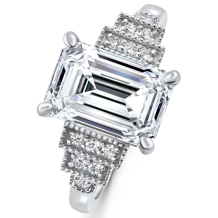 Certified 2.15Ct - 6.15Ct Emerald Cut Lab Grown Diamond Engagement 14k Gold Ring