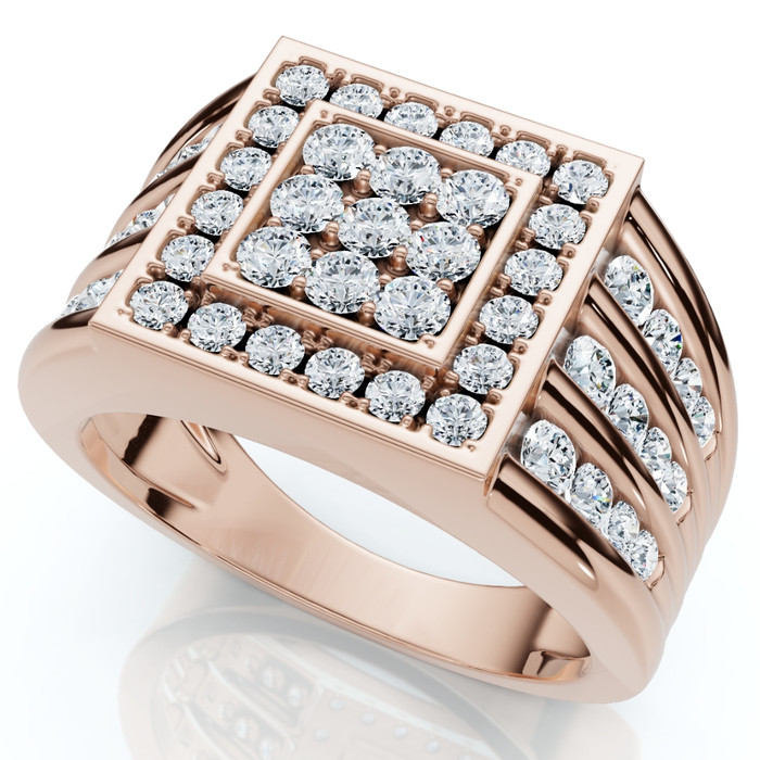 1Ct Men's Diamond Ring in 14k Gold Lab Grown