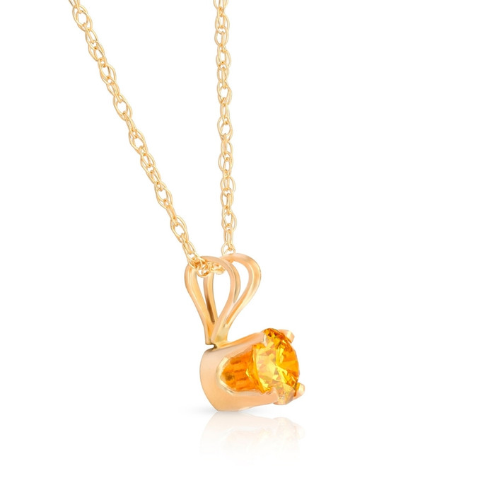 1/4Ct Fancy Canary Yellow Diamond Lab Grown Pendant 14k Yellow Gold Necklace
