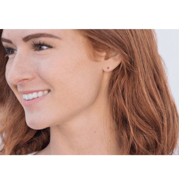 3/8Ct Pink Lab Grown Diamond Screw Back Studs Earrings 14K White Gold