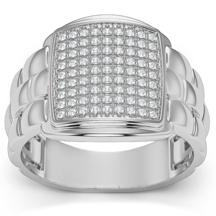 1/4Ct Pave Diamond Men's Wide Ring Lab Grown in White, Yellow, or Rose Gold