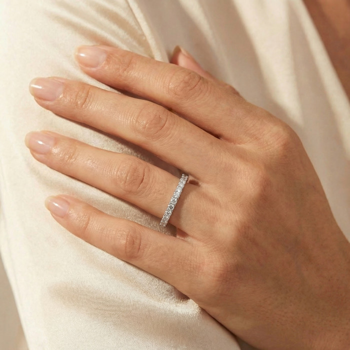 1 Ct Diamond Eternity Lab Grown Ring in White, Yellow, Rose Gold, or Platinum