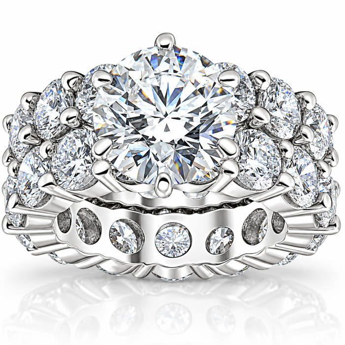 Certified 9Ct Diamond Eternity Engagement Wedding Ring Set 14k Gold Lab Grown