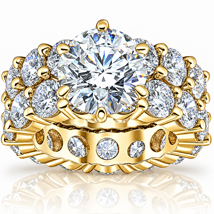 Certified 9Ct Diamond Eternity Engagement Wedding Ring Set 14k Gold Lab Grown