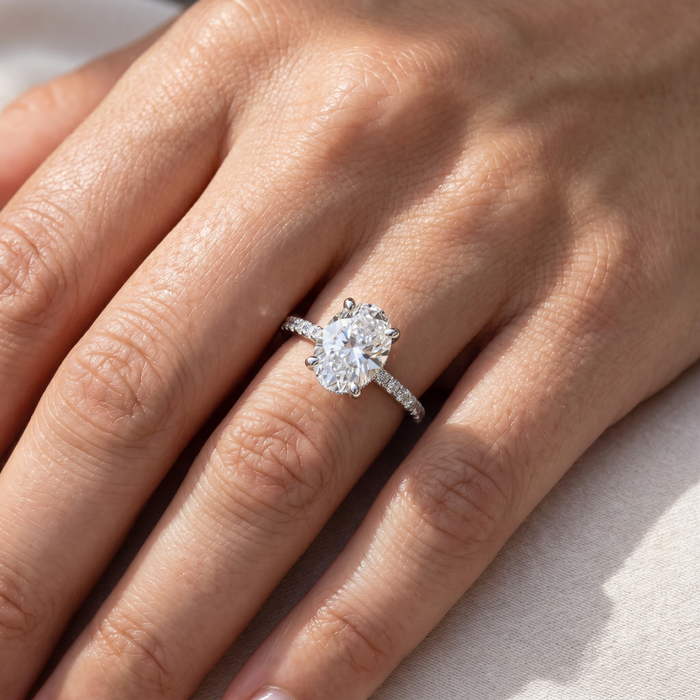 1 1/2Ct Oval Diamond Accents Engagement Ring White Yellow or Rose Gold Lab Grown