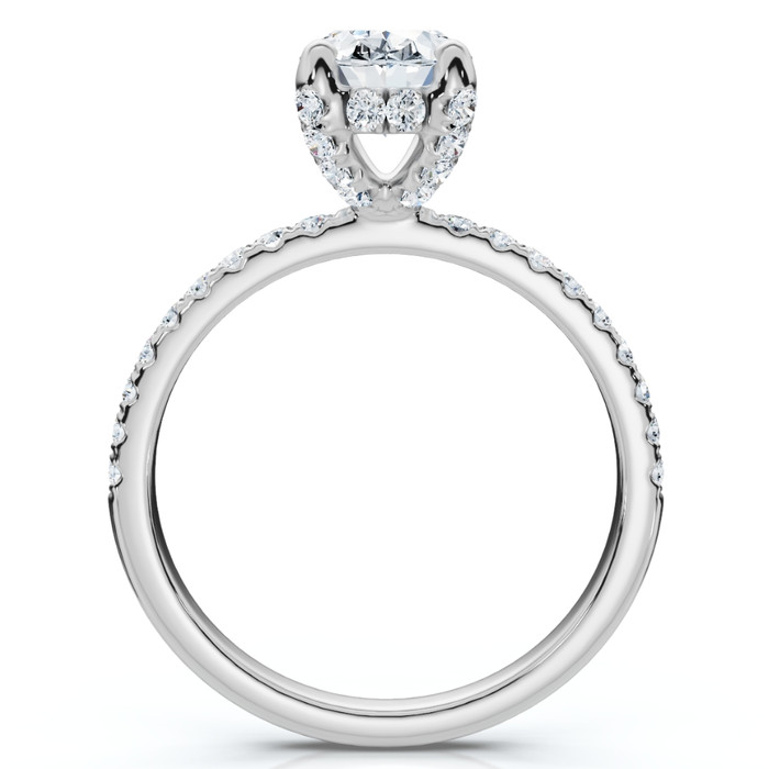 1 1/2Ct Oval Diamond Accents Engagement Ring White Yellow or Rose Gold Lab Grown