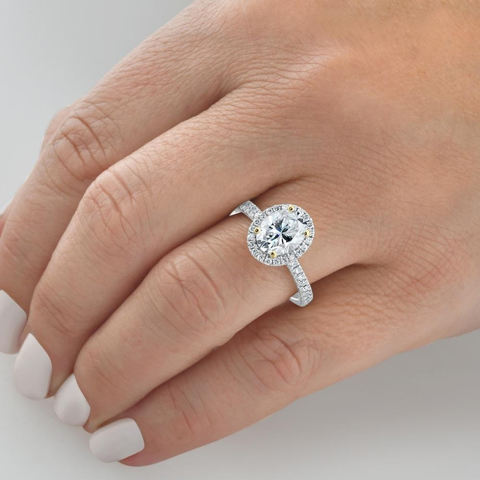 2 1/2Ct Oval Diamond Halo Engagement Ring White, Yellow, or Rose Gold Lab Grown