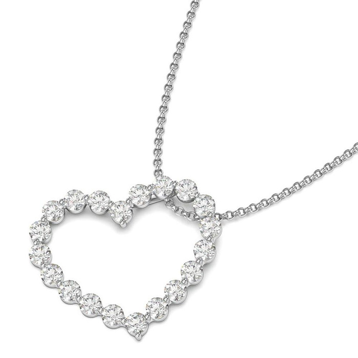 1 Ct Diamond Heart Pendant Necklace in White, Yellow, or Rose Gold Lab Grown