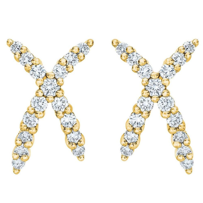 1/2Ct T.W. Diamond Fashion Women's X Shape Lab Grown Earrings 10k Gold Studs 1/2Ct T.W. Diamond Fashion Women's X Shape Lab Grown Earrings 10k Gold Studs