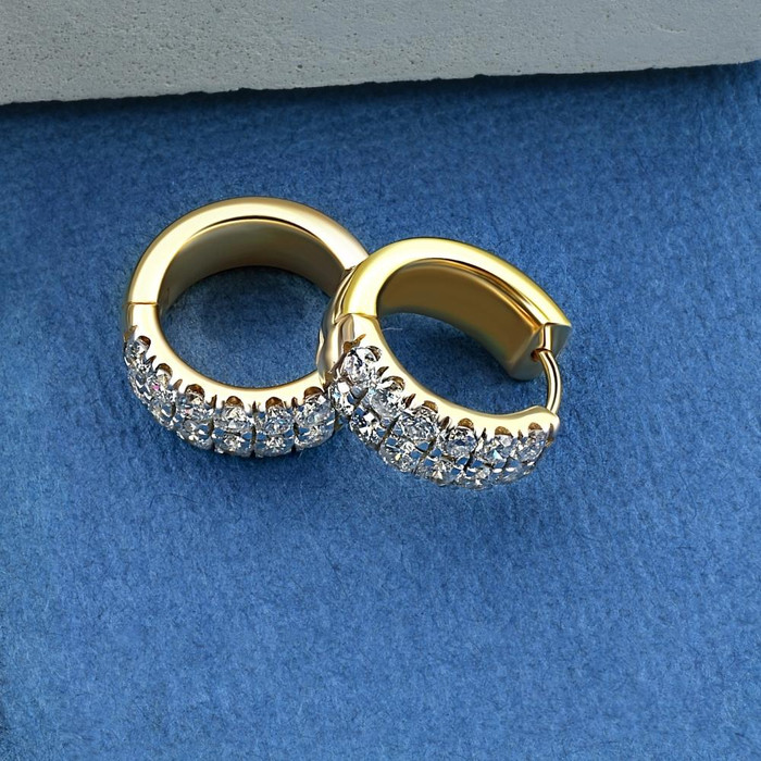1 1/2Ct Diamond Hoops in Yellow Gold Lab Grown 14.55mm Tall 1 1/2Ct Diamond Hoops in Yellow Gold Lab Grown 14.55mm Tall